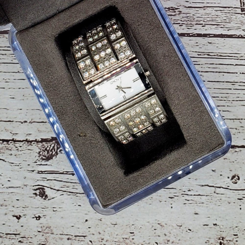 DKNY Silver and Crystal Status Watch